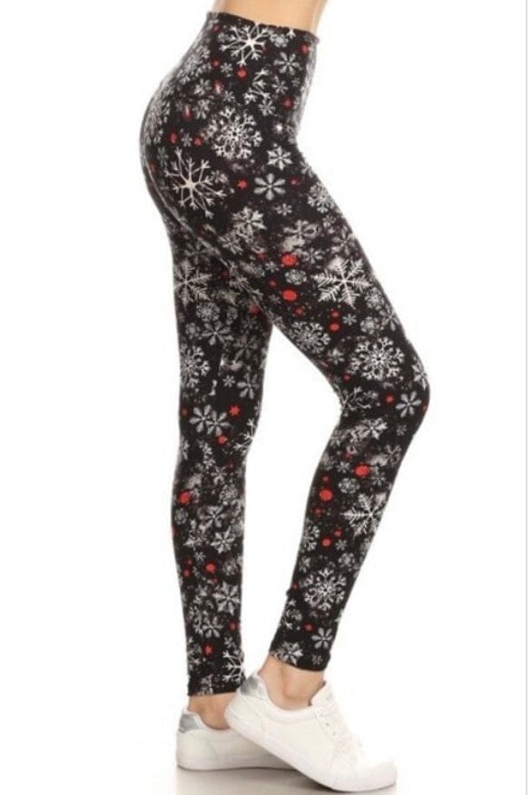 Christmas Women High Waisted Yoga Pants Snowflake Print Tummy Control Yoga  Pants Workout Running Leggings for Ladies