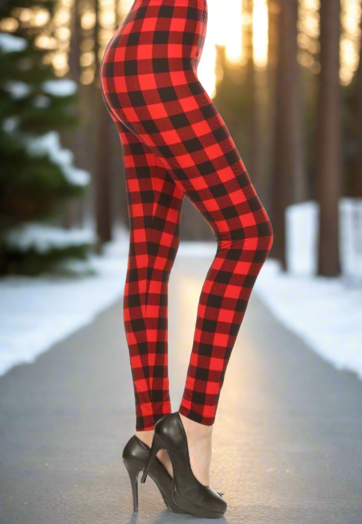 Christmas Plaid Workout Leggings Women Gift Shorts Yoga Cosplay