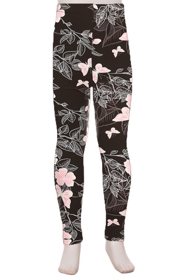 FKELYI Butterfly Girls Leggings Pink Size 12-13 Years Stretchy Vacation  High Waisted Kids Yoga Pants Quick Drying Sports Teenagers Tights