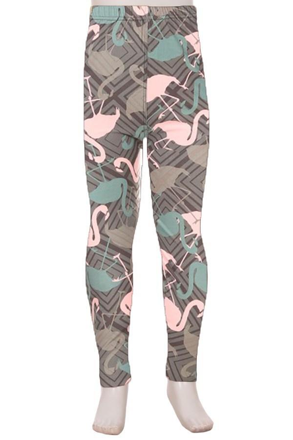 Gray & Black Camouflage With Pink Flamingos Camo Leggings One Size