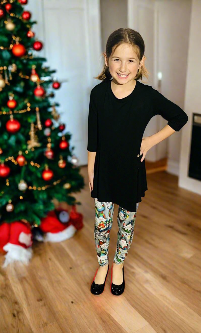 Girls Christmas Gnome Leggings, Kids Yoga Pants, Sizes S/L, Yoga Waist, Exclusive Leggings Leggings MomMe and More 