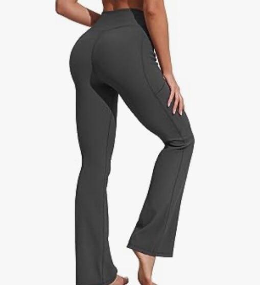  2 Back Pockets,Extra Tall Womens Bootcut Yoga Pants Flare  Workout Pants,37,Charcoal,Size L