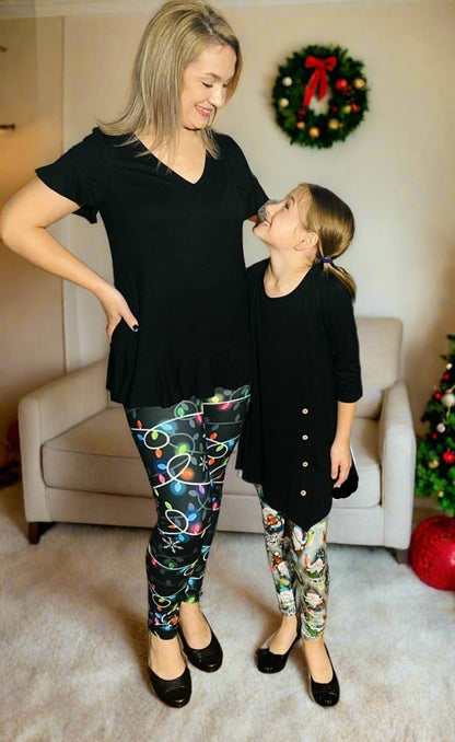 Womens Christmas Lights Leggings | Yoga Pants | Footless Tights Leggings MomMe and More 