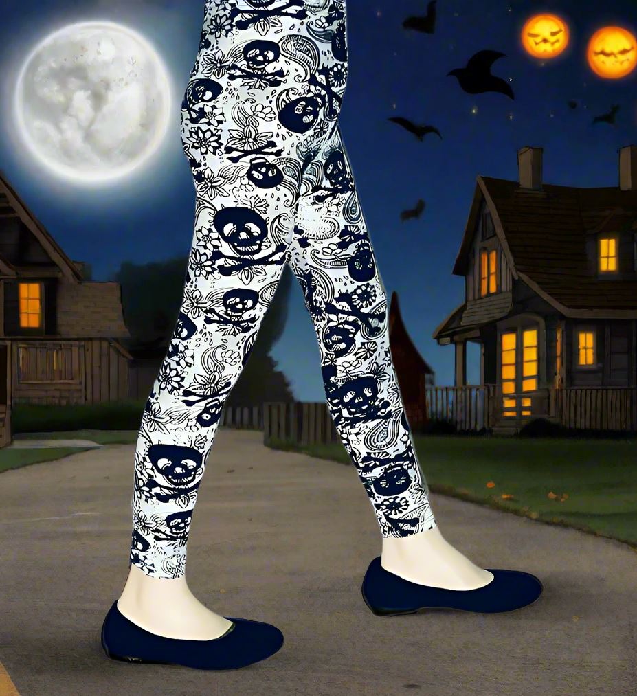 Black and white skull leggings best sale