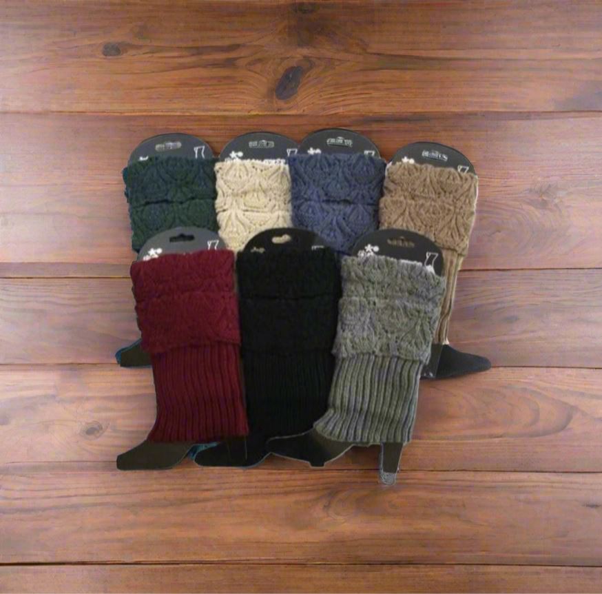 Womens Fold Over Solid Short Leg Warmers, Boot Socks, Sweater Boot Cuffs, One Size, Leg Warmer MomMe and More 