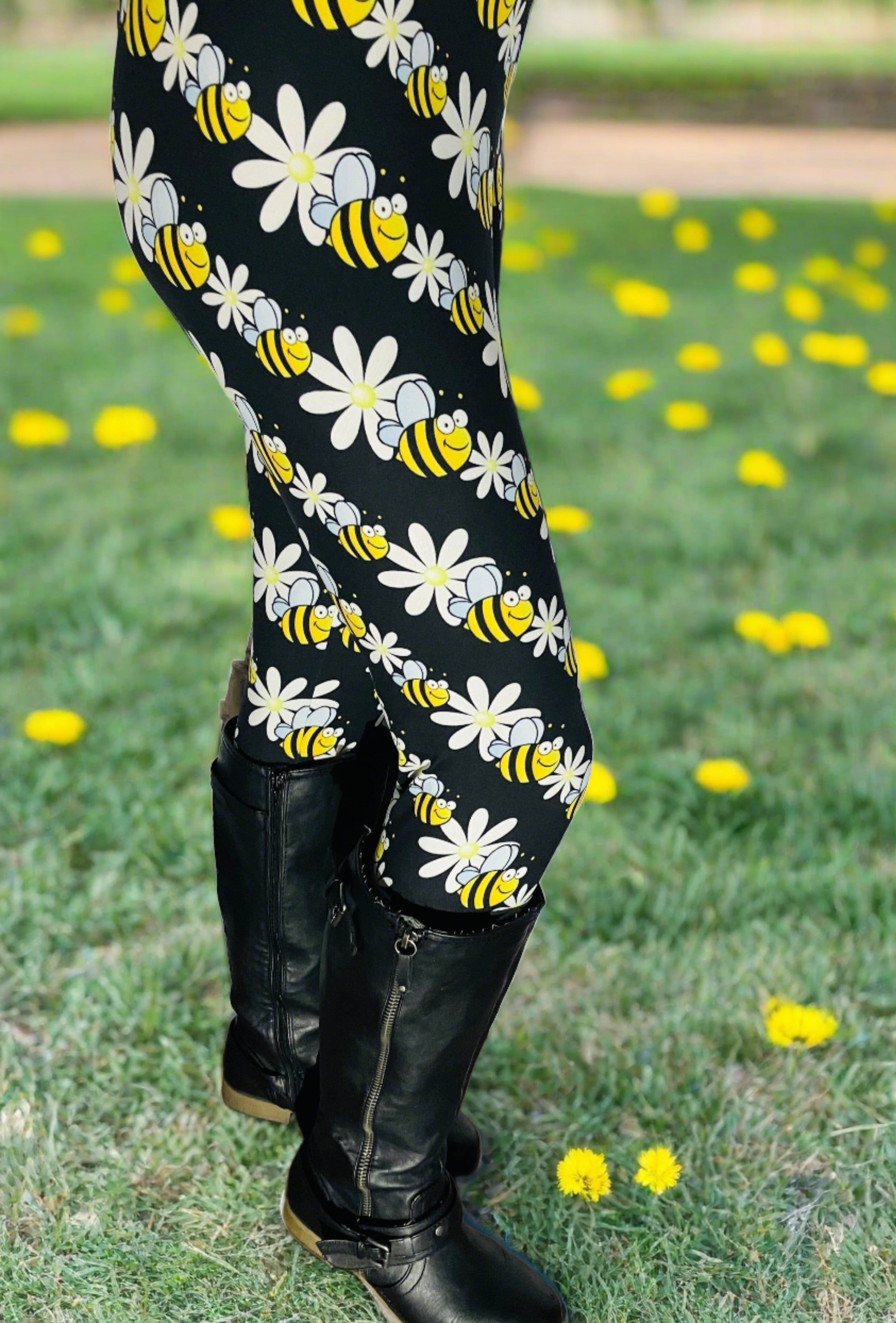 Womens Bee Printed Leggings MomMe And More Boutique MomMe and More