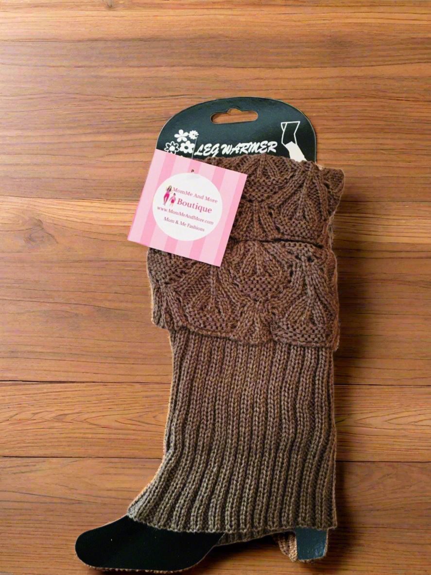 Womens Fold Over Solid Short Leg Warmers, Boot Socks, Sweater Boot Cuffs, One Size, Leg Warmer MomMe and More Brown OS 