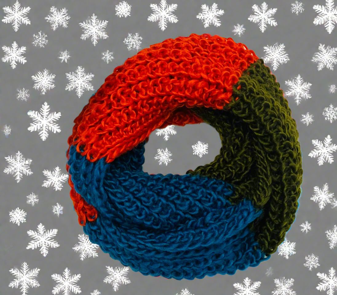 Womens Winter Scarf, Infinity Loop Scarf, Color Block Striped Scarf, OS, Multi-Colors scarves MomMe and More 