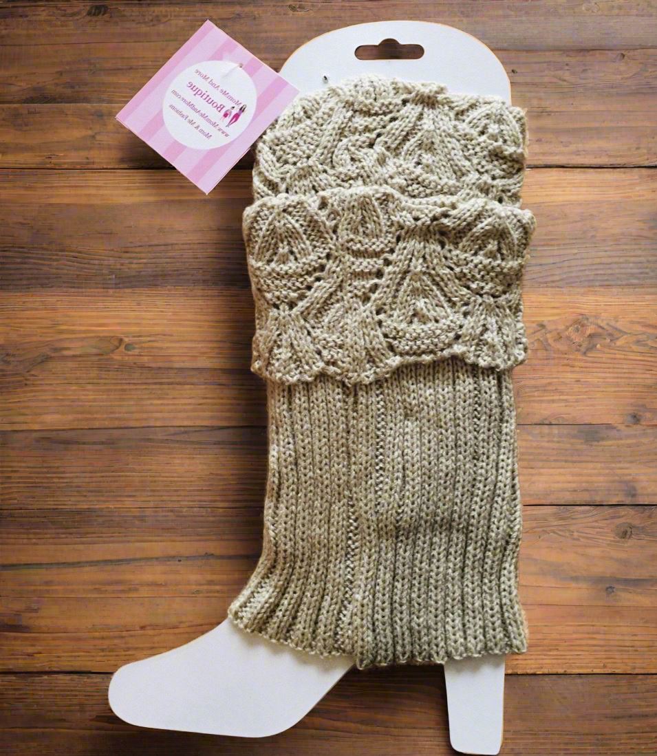 Womens Fold Over Solid Short Leg Warmers, Boot Socks, Sweater Boot Cuffs, One Size, Leg Warmer MomMe and More Beige OS 