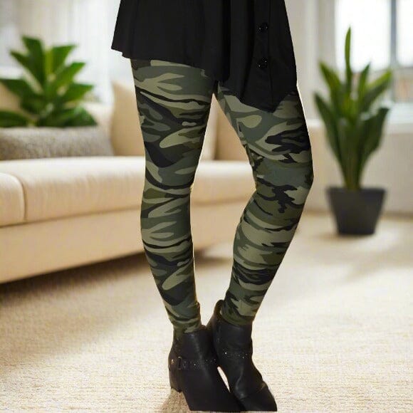 Womens Green Camouflage Leggings MomMe And More Boutique MomMe and More