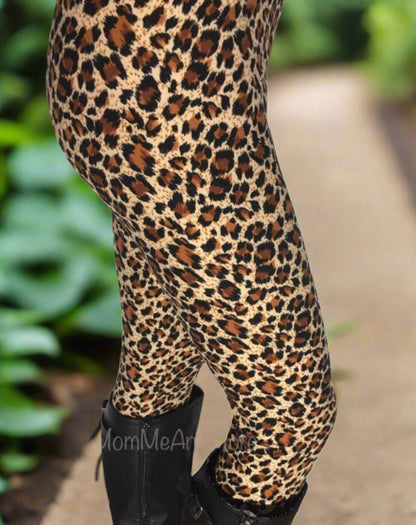 Womens Cheetah Leopard Leggings, Soft Yoga Pants, Sizes 0-20, Brown/Black Leggings MomMe and More 
