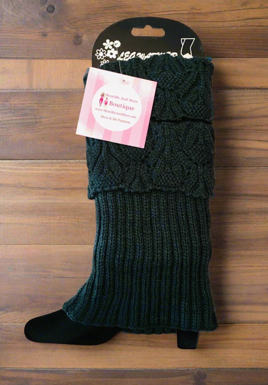 Womens Fold Over Solid Short Leg Warmers, Boot Socks, Sweater Boot Cuffs, One Size, Leg Warmer MomMe and More Green OS 