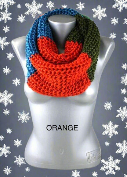 Womens Winter Scarf, Infinity Loop Scarf, Color Block Striped Scarf, OS, Multi-Colors scarves MomMe and More 