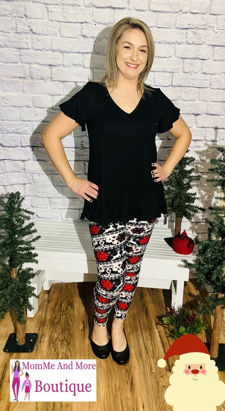 Womens Christmas Reindeer Leggings Mom and Me Leggings MomMe