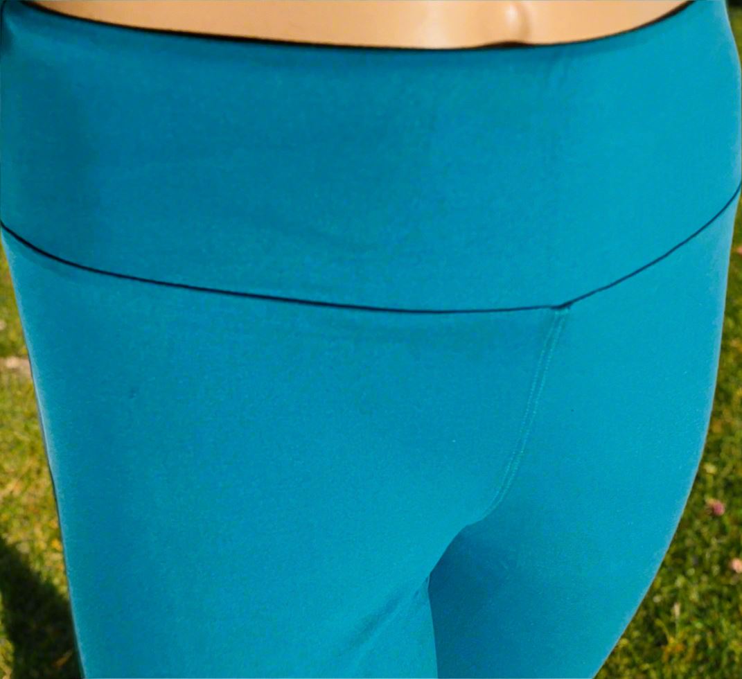 Womens Teal Blue Capri Leggings, Soft Yoga Pants, Sizes 0-20, Yoga Waist, Exclusive Leggings Leggings MomMe and More 