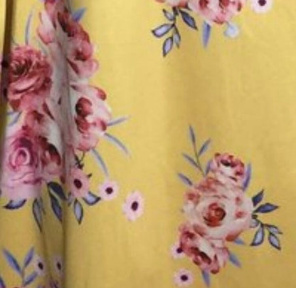 Girls Yellow Floral Long Dress, Bell Sleeve Dress, Matching Mom and Me Dresses, Sizes 4/6/8/10, Yellow/PinkSize 4/5/6/7, Yellow/Pink dress MomMe and More 