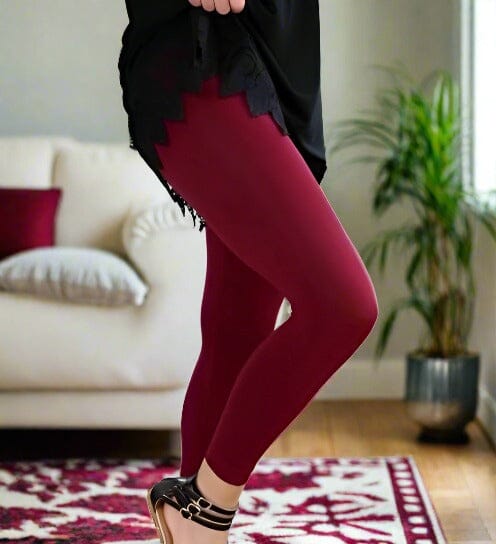 Womens Maroon Leggings, Soft Yoga Pants, Sizes 0-20, Solid Maroon, Exclusive Leggings Leggings MomMe and More 
