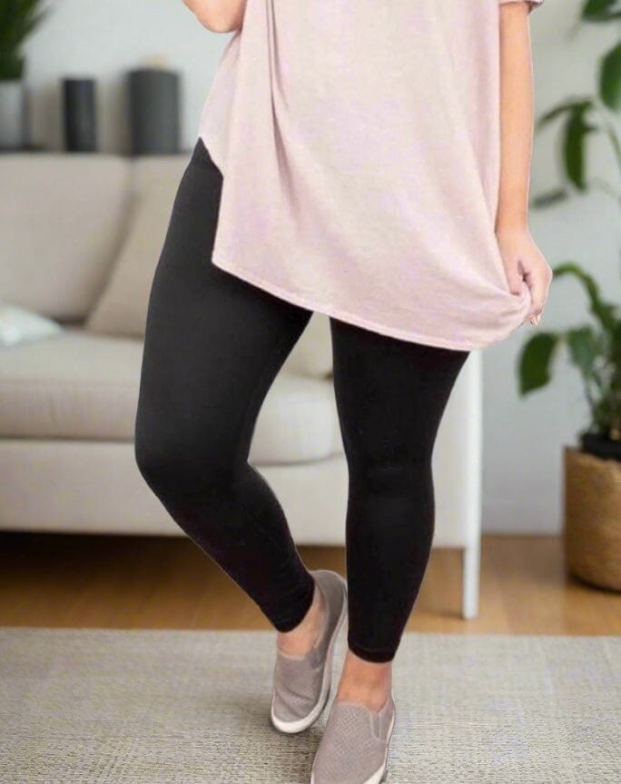 Womens Solid Leggings Soft Yoga Pants Black Sizes 0-20 Leggings MomMe and More 