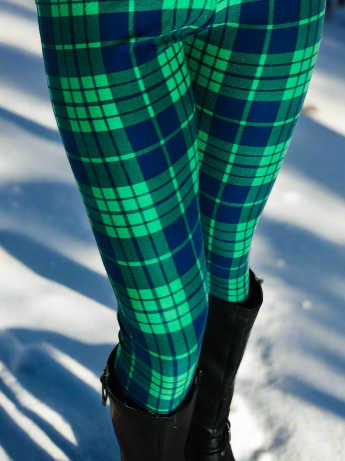 Green plaid leggings 2025