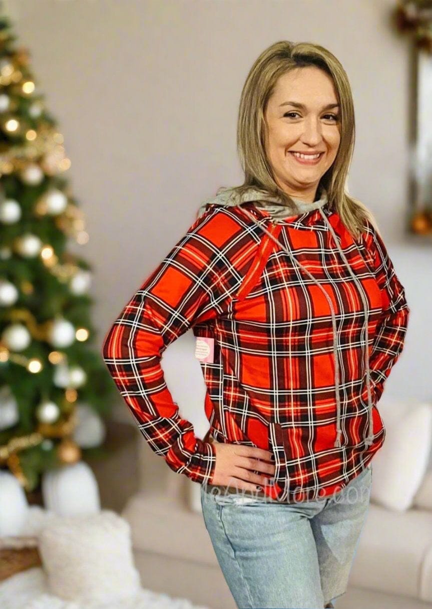 Womens Red Plaid Christmas Top MomMe And More Boutique MomMe and More