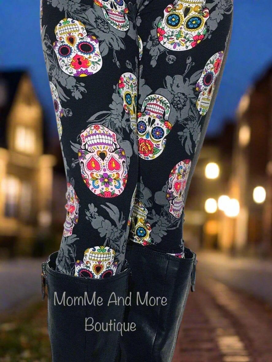 Womens Halloween Skull Leggings MomMe And More Boutique MomMe and More