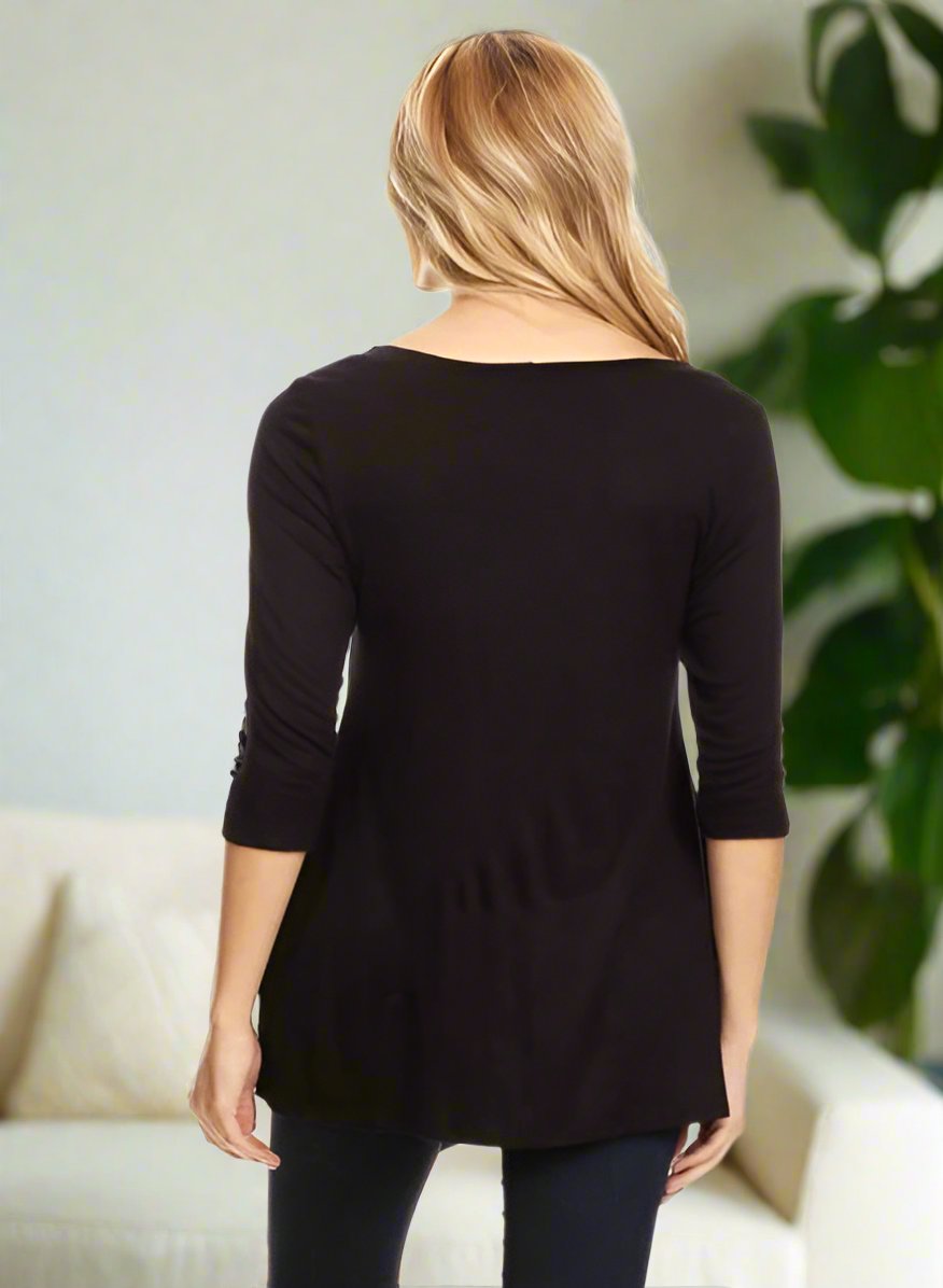 Long Black Shirt/Cut Out Back Shirt/Asymmetric Black Tunic/Long Sleeve 2024 Asymmetric Top - XXL, XXXL, XXXXL Available METSh0010