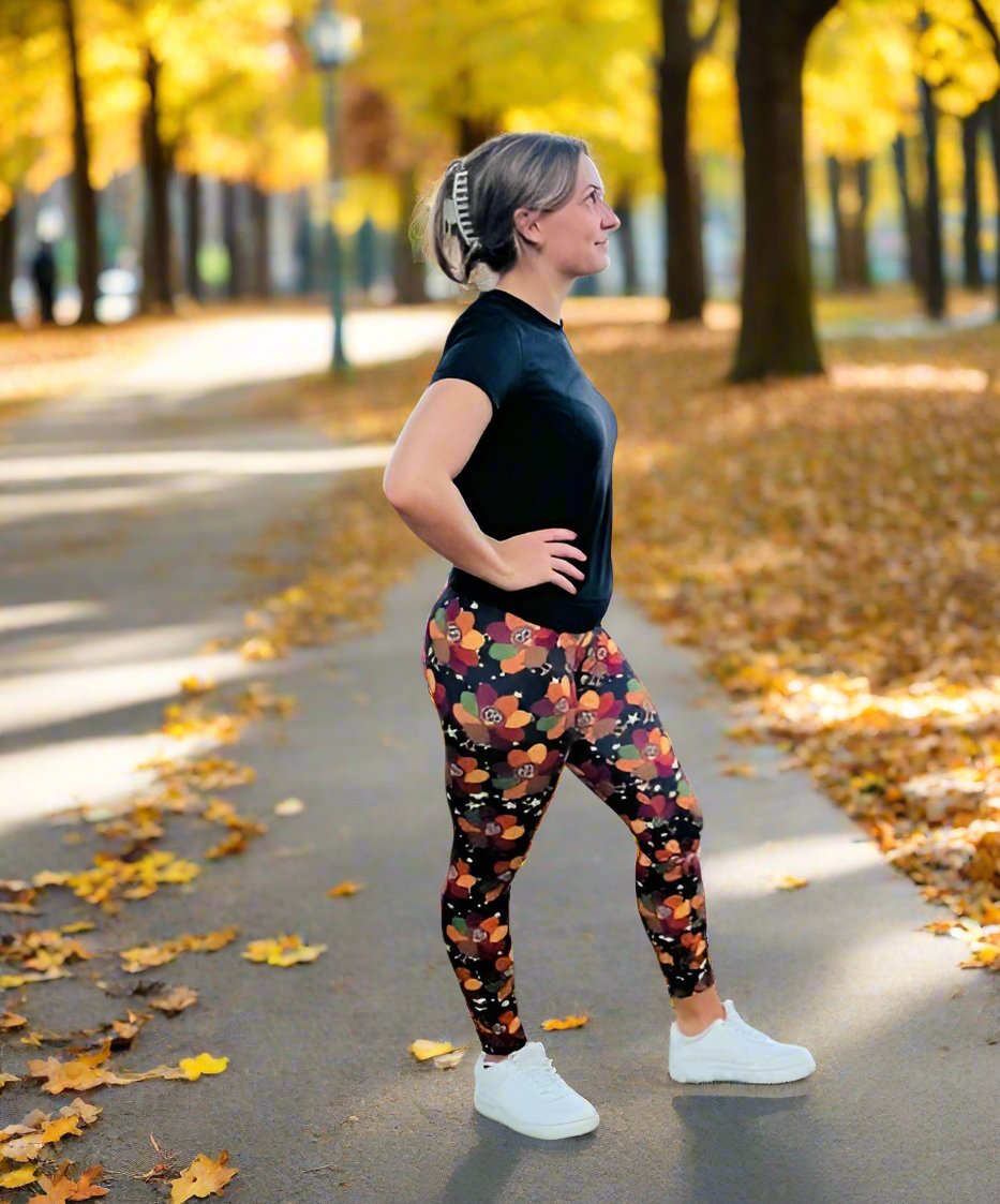 Womens Thanksgiving Turkey Leggings | Fall Yoga Pants | Footless Tights Leggings MomMe and More 