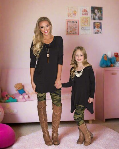 Girls Green Camouflage Leggings, Kids Yoga Pants, Sizes S/L, No-Roll Waist, Green Leggings MomMe and More 