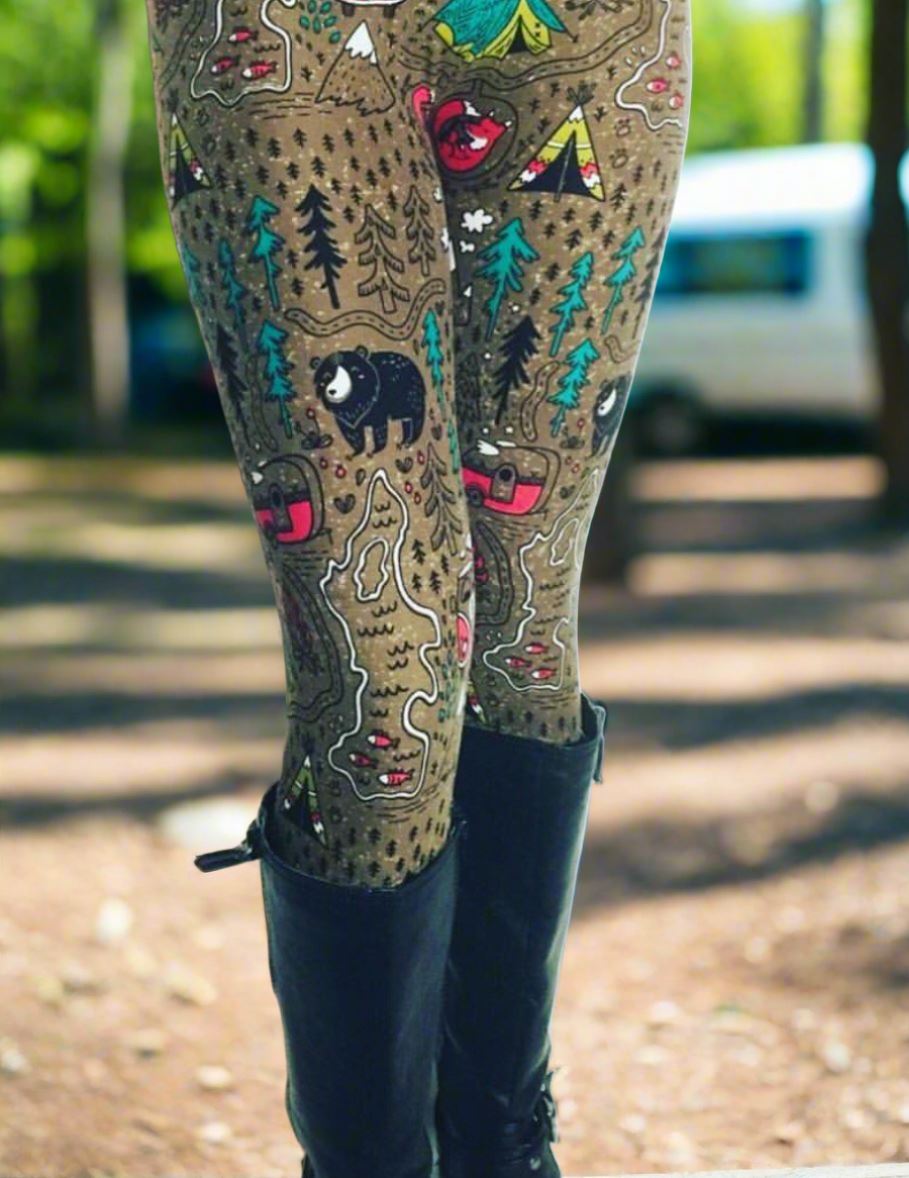 Womens Camper Bear Fox Leggings MomMe And More Boutique MomMe and More