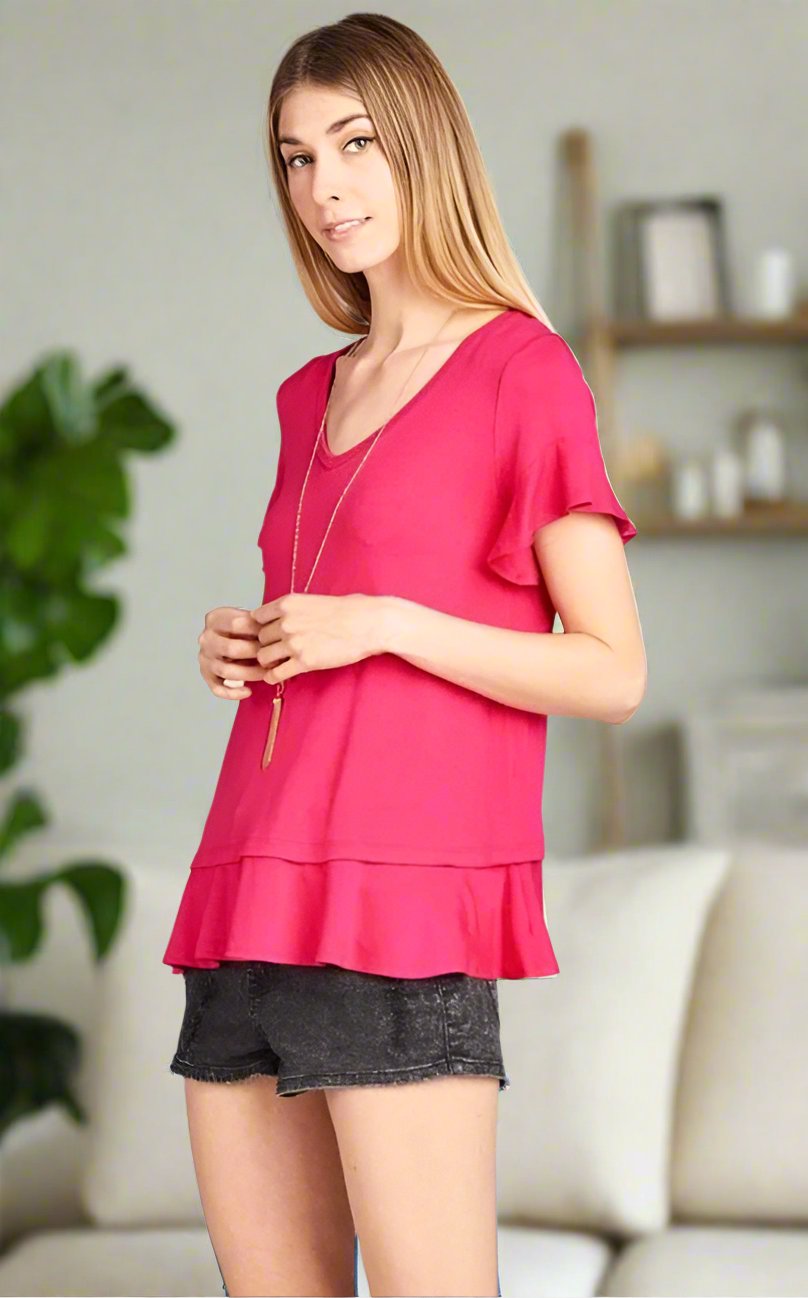 Pink Ruffle Shirt