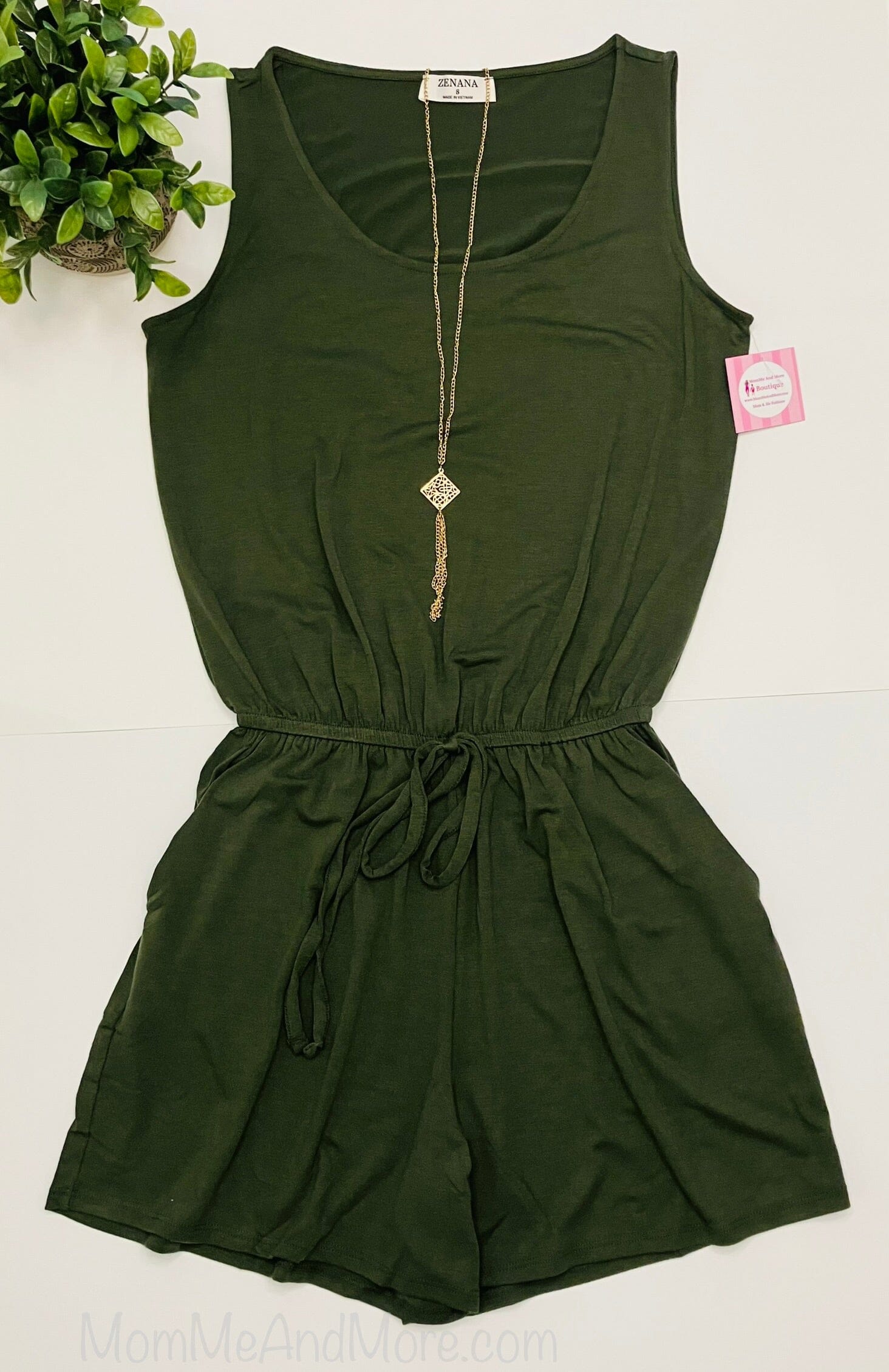 Olive green short store romper