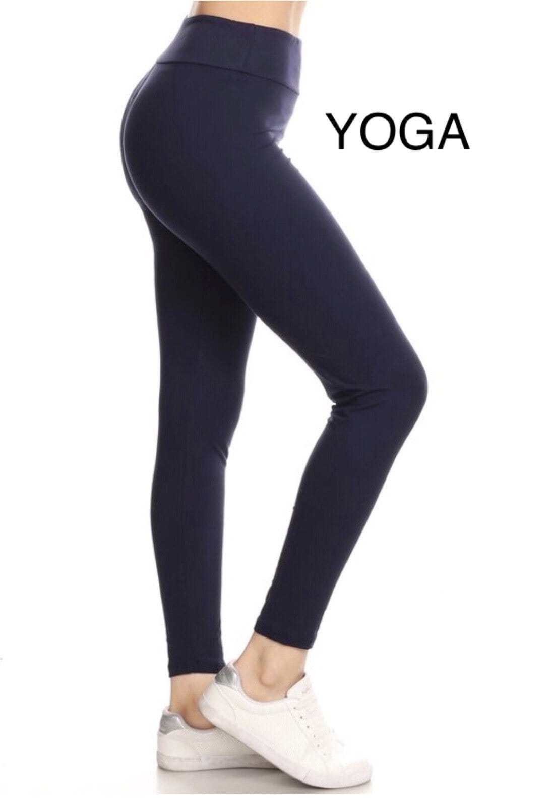 Ladies Navy Blue Solid Yoga Pants 2 Pieces Pack