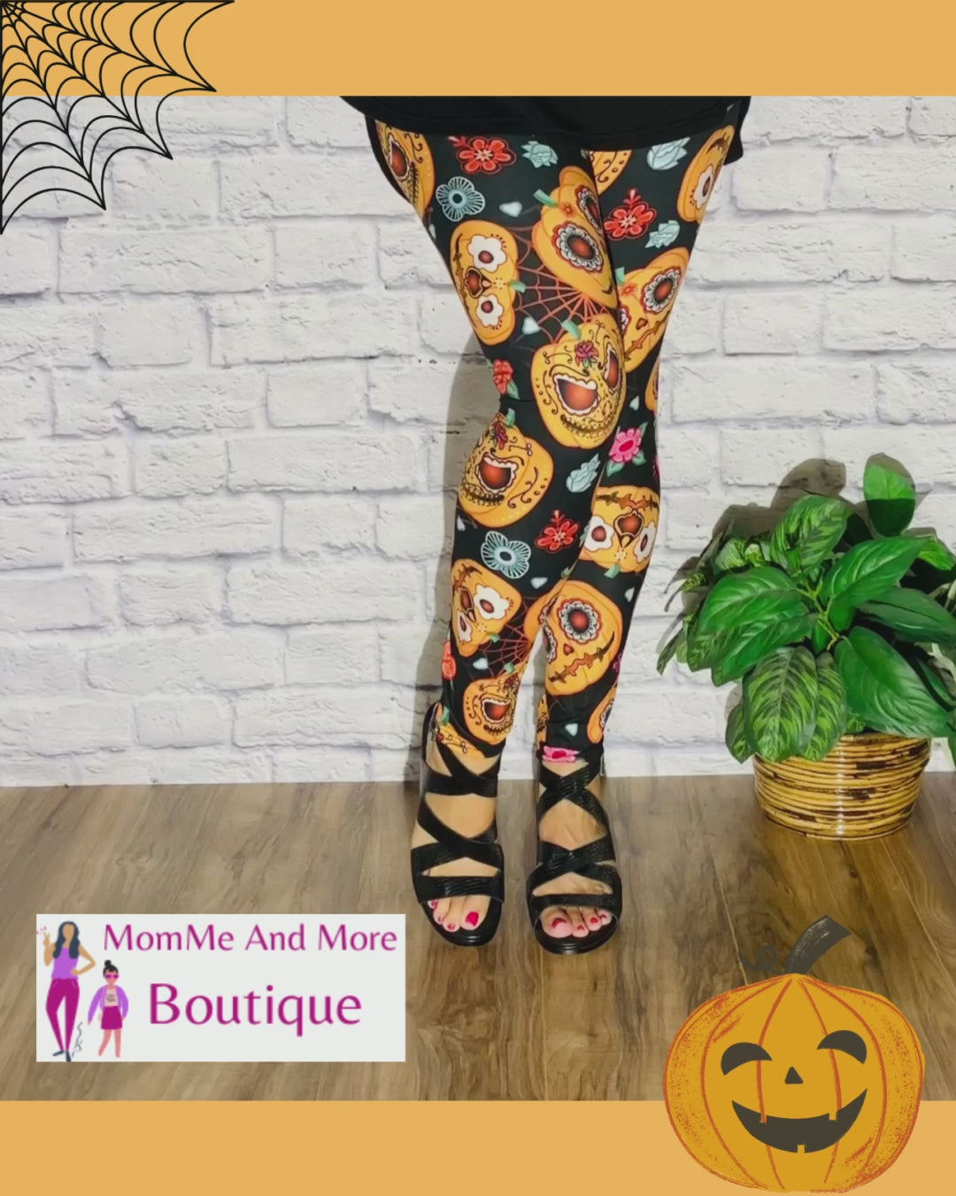 Festive Halloween Leggings with Jack O Lantern Print - Plus Size 3X