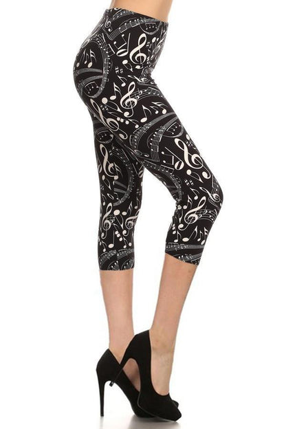 Womens Music Note Capri Leggings | Yoga Pants and Tights – MomMe and More