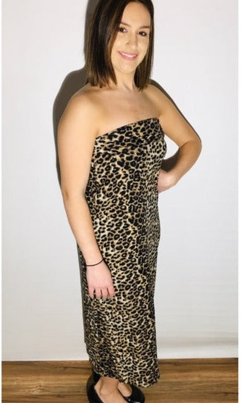 Strapless on sale cheetah dress