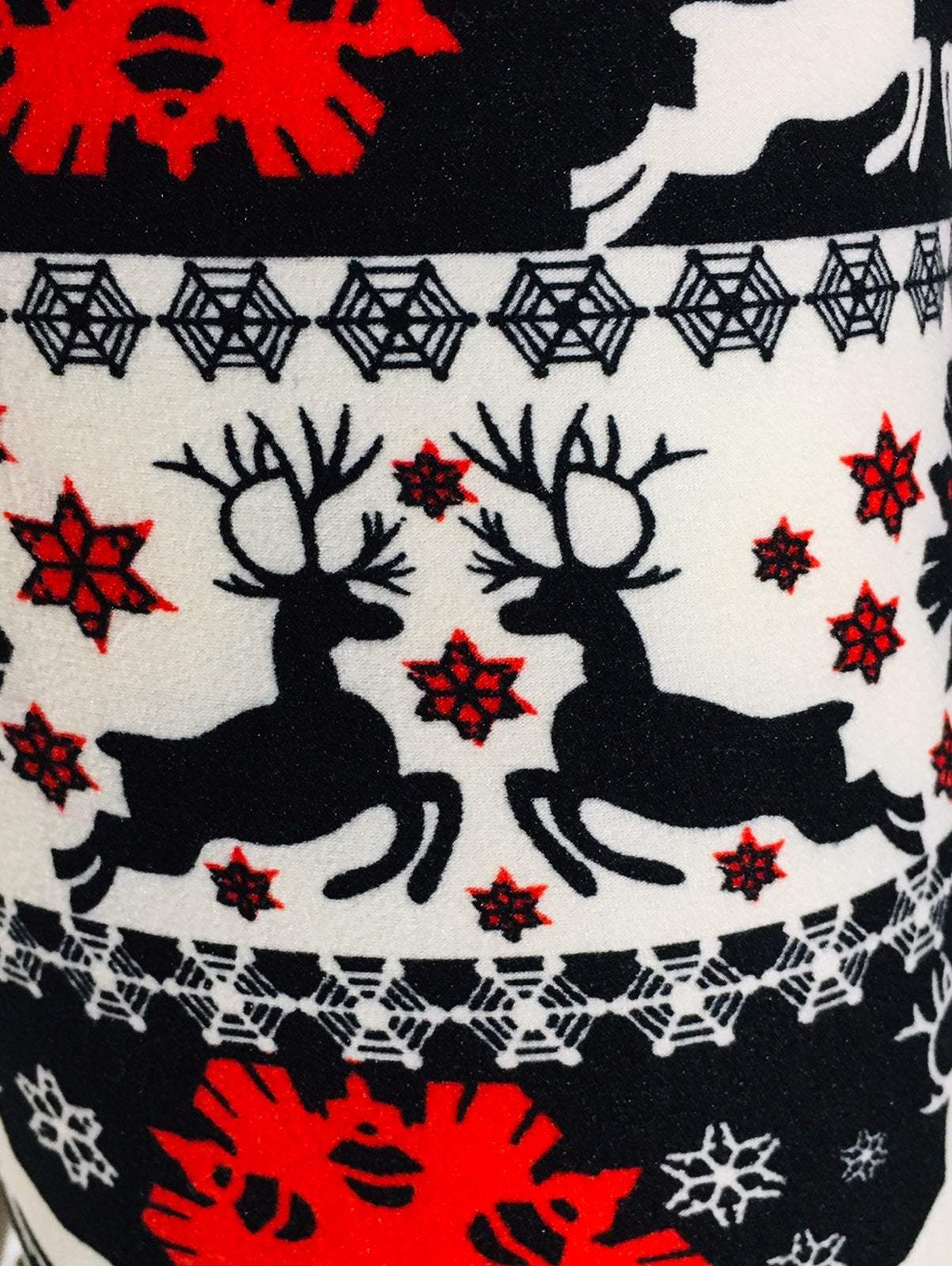  Soft Leggings For Women Christmas Reindeer Print Legging  Tights Red L