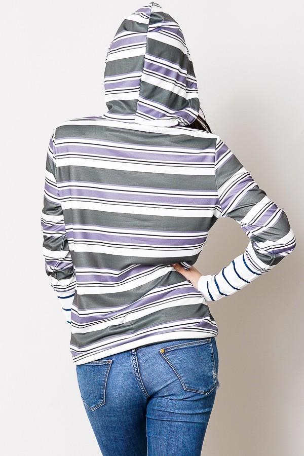 Grey and shop white striped hoodie