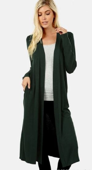 Womens Plus Size Green Cardigan With Pockets Long Sweater Duster ...