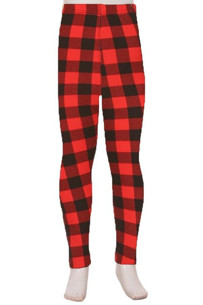 Buttery Smooth Classic Red Plaid Kids Leggings