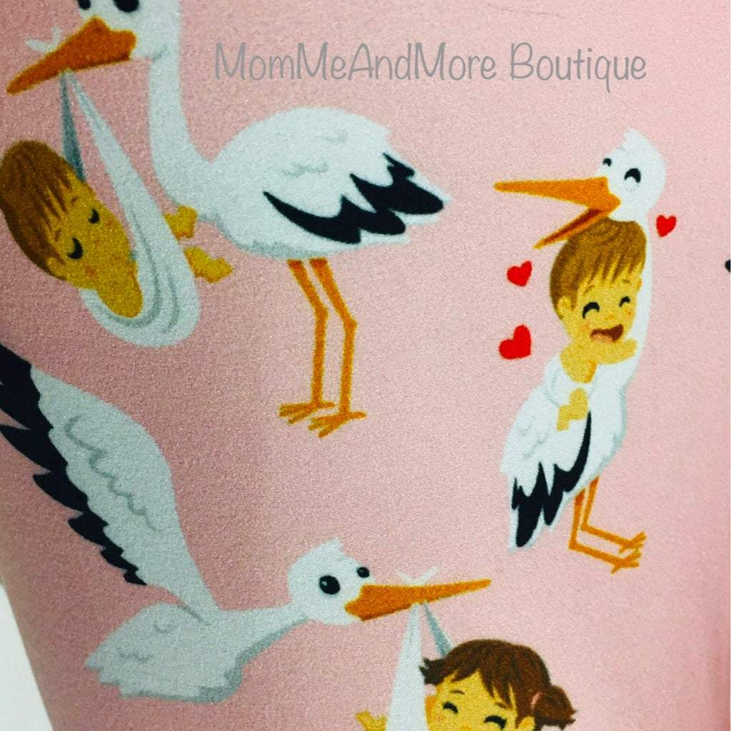 Womens Leggings Pink Stork Leggings Maternity Yoga Pants