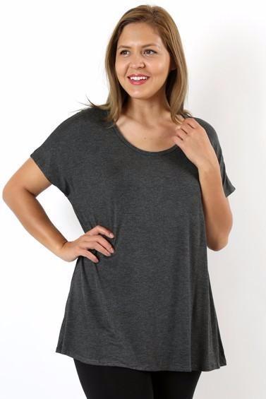 Womens Short Sleeve Gray Top | Solid Gray Spring Shirt