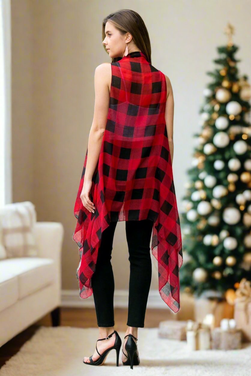 Buffalo plaid sleeveless clearance cardigan