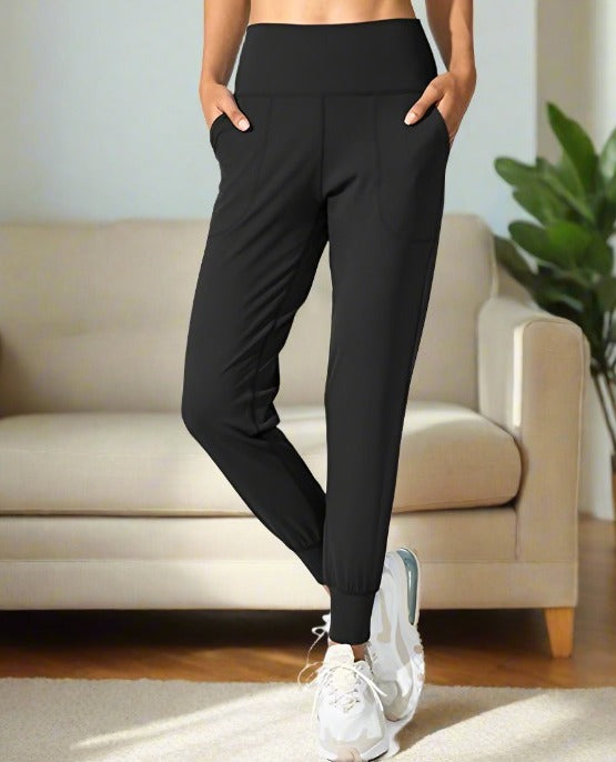 Black dressy joggers top womens