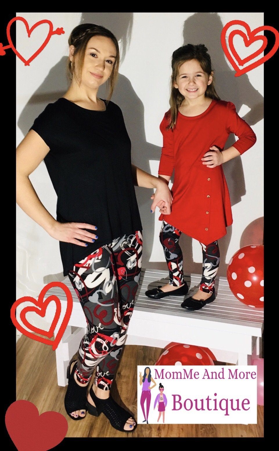Red and Pink Heart Mommy and Me Leggings, Mother Daughter Matching Fitness  Tights, Heart Yoga Pants, Mommy and Me Sets - Etsy