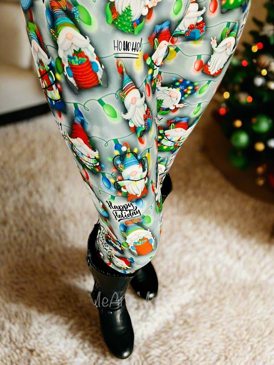 Womens Christmas Jolly Gnome Leggings Holiday Leggings Soft Yoga Pants Sizes OS TC Yoga Waist Green Red Exclusive Leggings