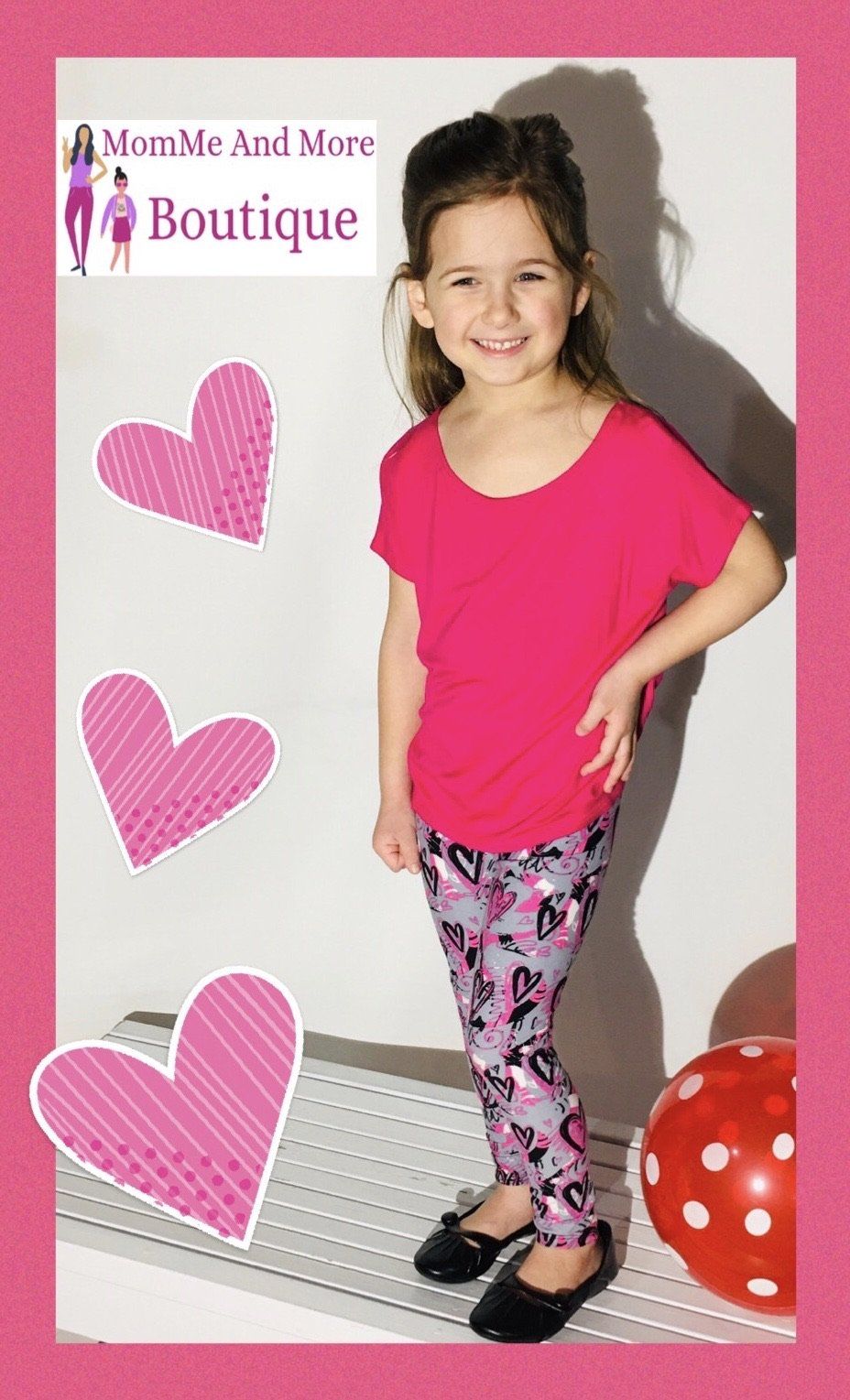 Kids Leggings with Hearts Valentines Gifts for Girls by Rachael Grad